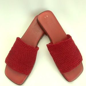 Nickels Soft red slip on sandals